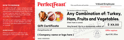 Turkey, Ham, or Fruit & Vegetable Gift Certificates