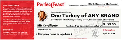 Perfect Feast Gift Turkey Certificate